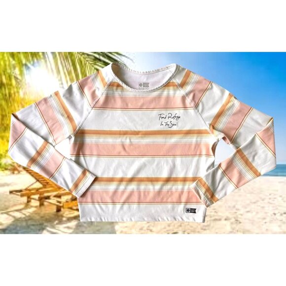 Salty Crew Long Sleeve Top Girls Large Striped Cream Refuge To Sea Beach READ - Picture 2 of 12